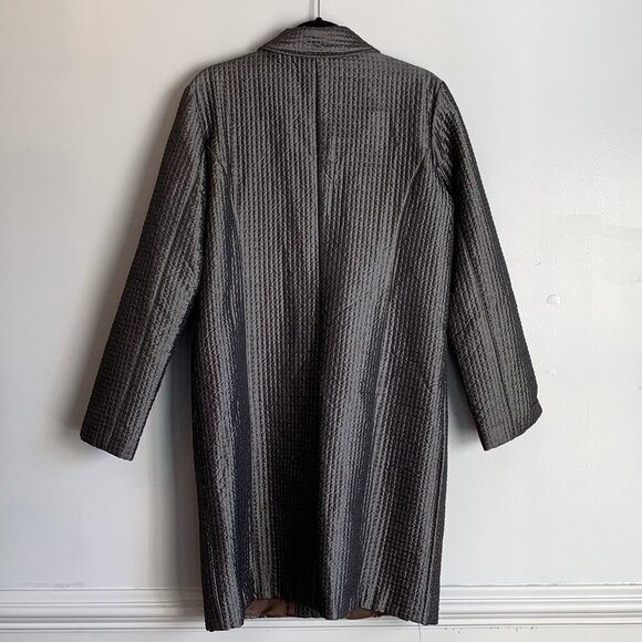 Kenneth Cole NY Women’s Overcoat Size M Mid Length Metallic Gray Quiet Luxury - Picture 8 of 9